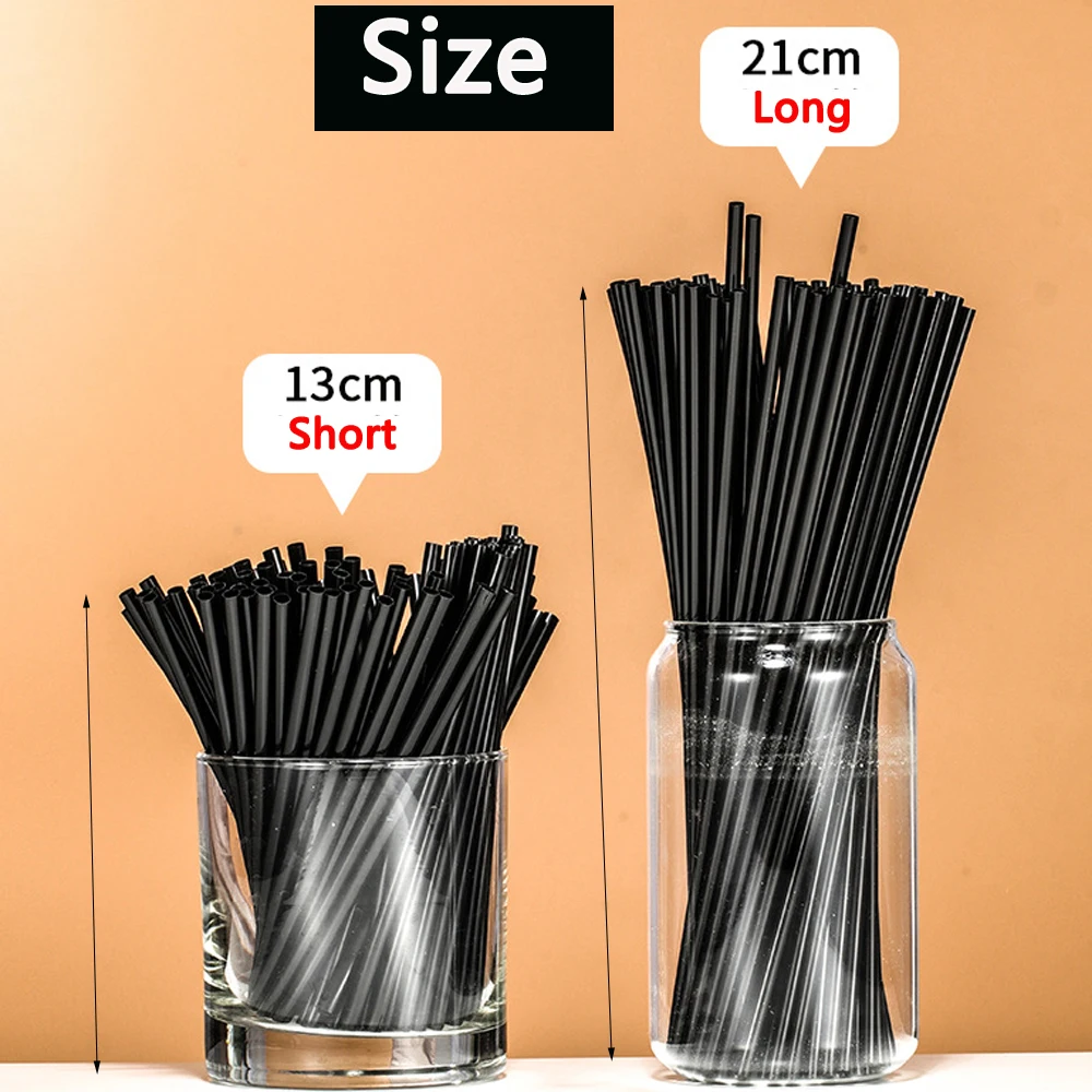 Pailles à Cocktail noires, 50 à 3000 pièces, pailles à boire flexibles pour thé, Tube de boisson en plastique, Bar de paille, fête de mariage,