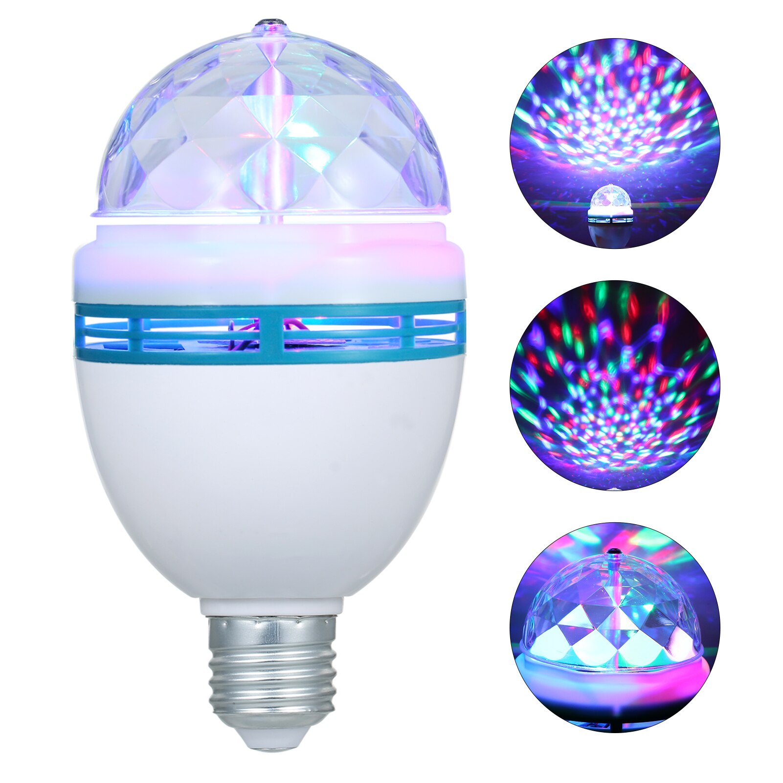 E27 3w mini disco scenbelysning ledde xmas party dj karaoke dekor lampa musik kontroll roterande crystal magiska boll färgglada ljus