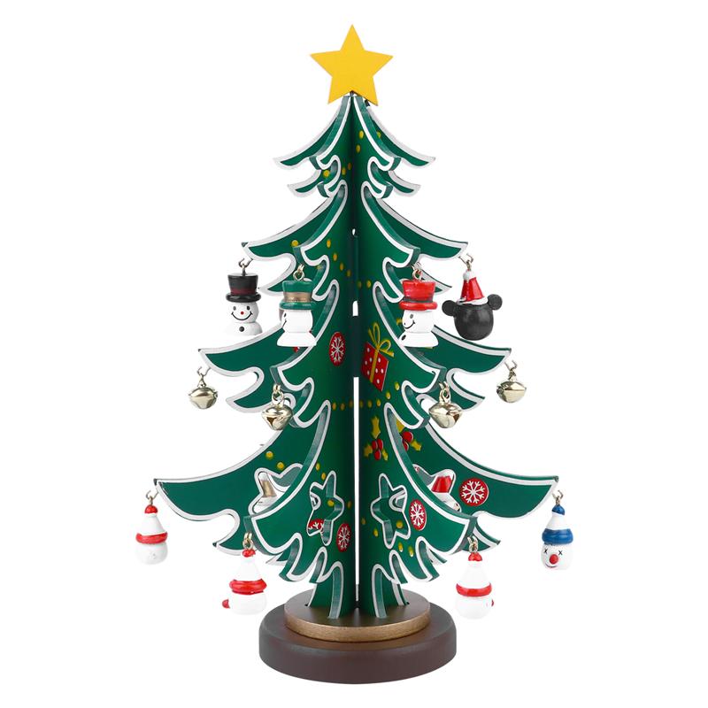 1 set houten kerstboomblokken, kerstboom speelgoedversiering, bureau-ornament, feestelijk rekwisiet voor kinderen: Groente