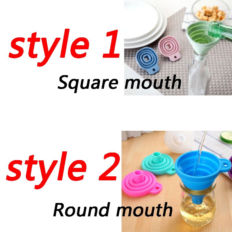 Embudo plegable de Gel de silicona para cocina, tolva, accesorios de utensilios para cocina al aire libre, 2 unids/lote
