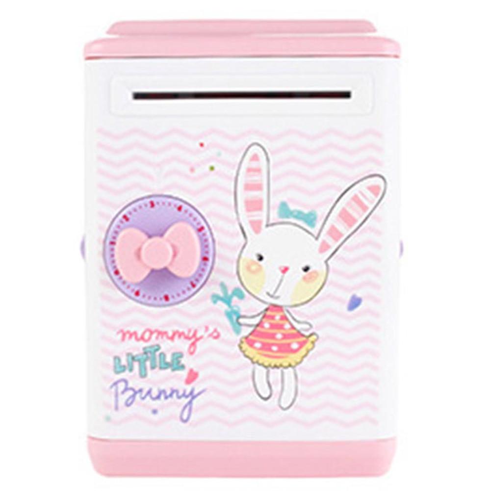 Innovative ATM Piggy Bank Intelligent Automatic Opening Password Vouchers Exotic Children's Toys: Pink rabbit