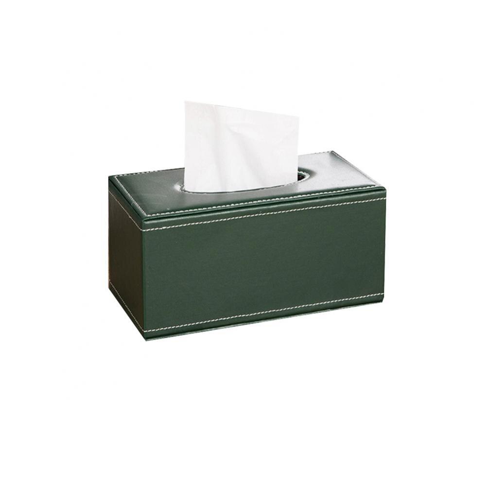 Household Faux Leather Tissue Box Car Tissue Paper Holder Storage Case Hotel Restaurant Paper Towel Dispenser: Green Medium