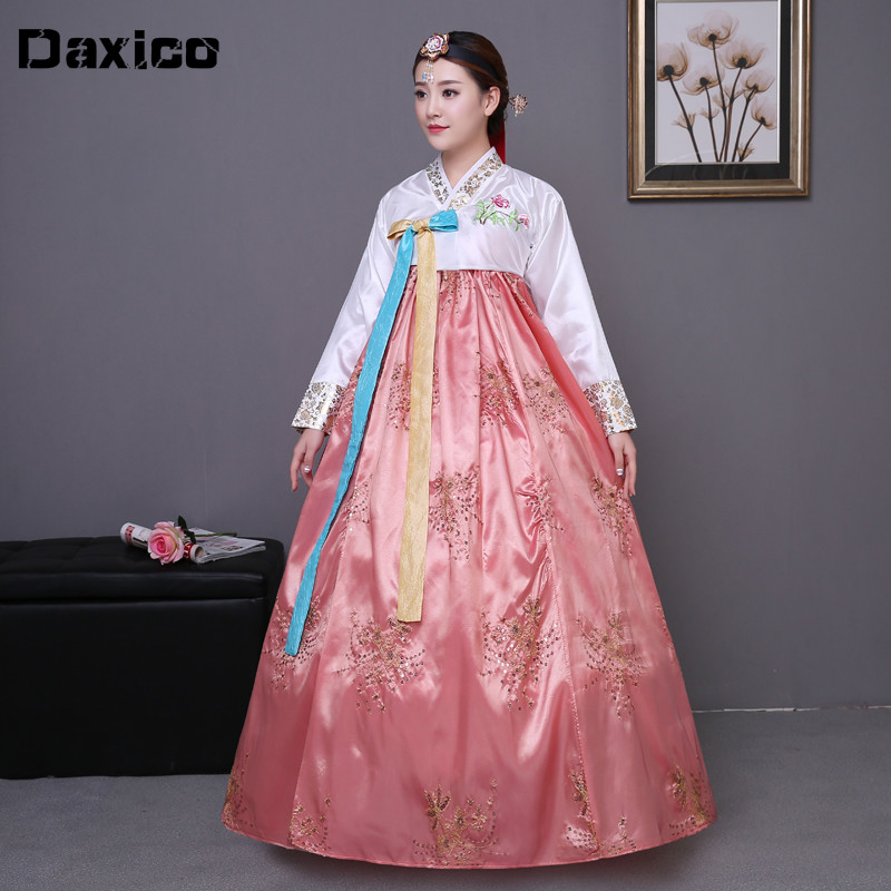 Costume traditionnel coréen hanbok à paillettes, costume de palais coréen pour femme, robe hanbok, vêtements de danse nationale pour spectacle sur scène 89