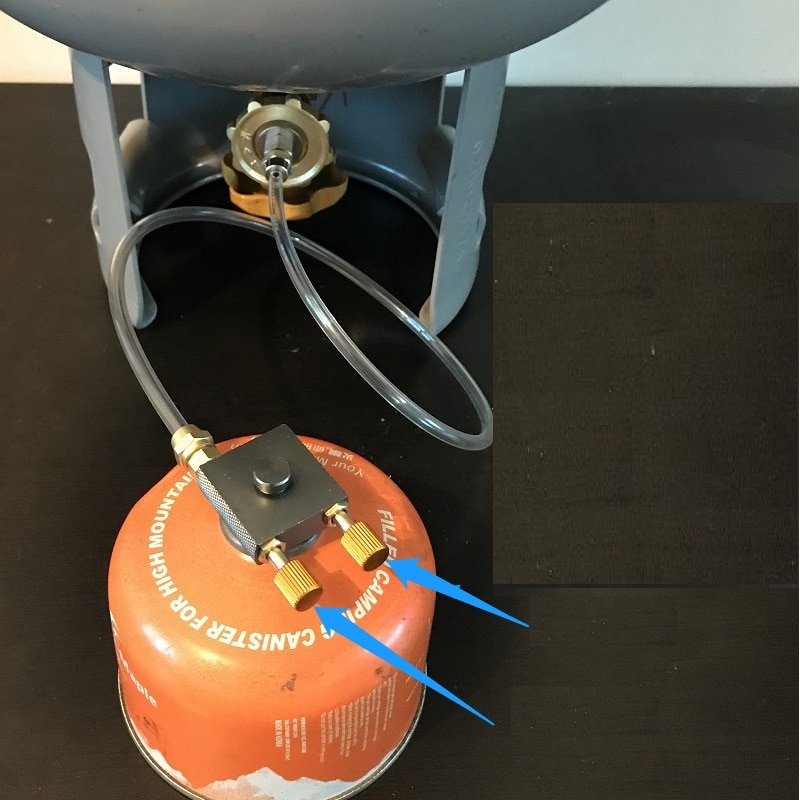 Adaptador de recarga de propano para estufa de Gas de acampada al aire libre, acoplador de tanque de cilindro plano, carga de Gas con válvula de alivio de presión