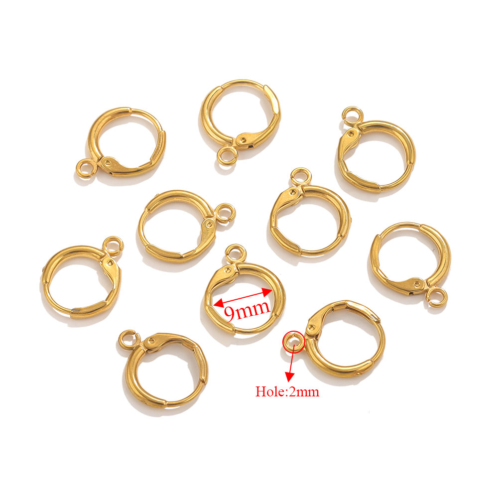 Ganchos para pendientes franceses de acero inoxidable, palanca trasera, gancho redondo, alambre para oreja, suministros para hacer pendientes DIY, accesorios de joyería, 10 Uds.: Blanco