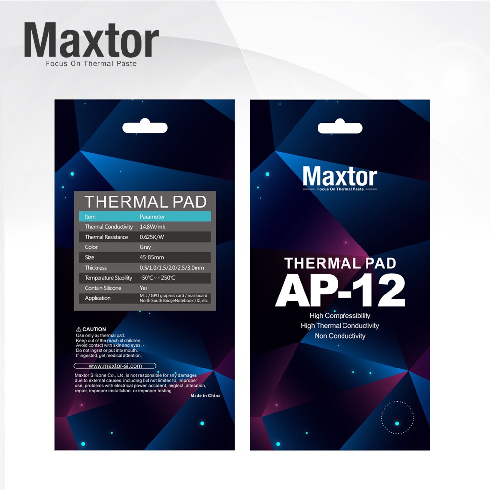 Maxtor AP-12-almohadilla de silicona de alta conductividad térmica, disipación de calor, enfriamiento de CPU/GPU, placa base, almohadilla de Grasa de silicona
