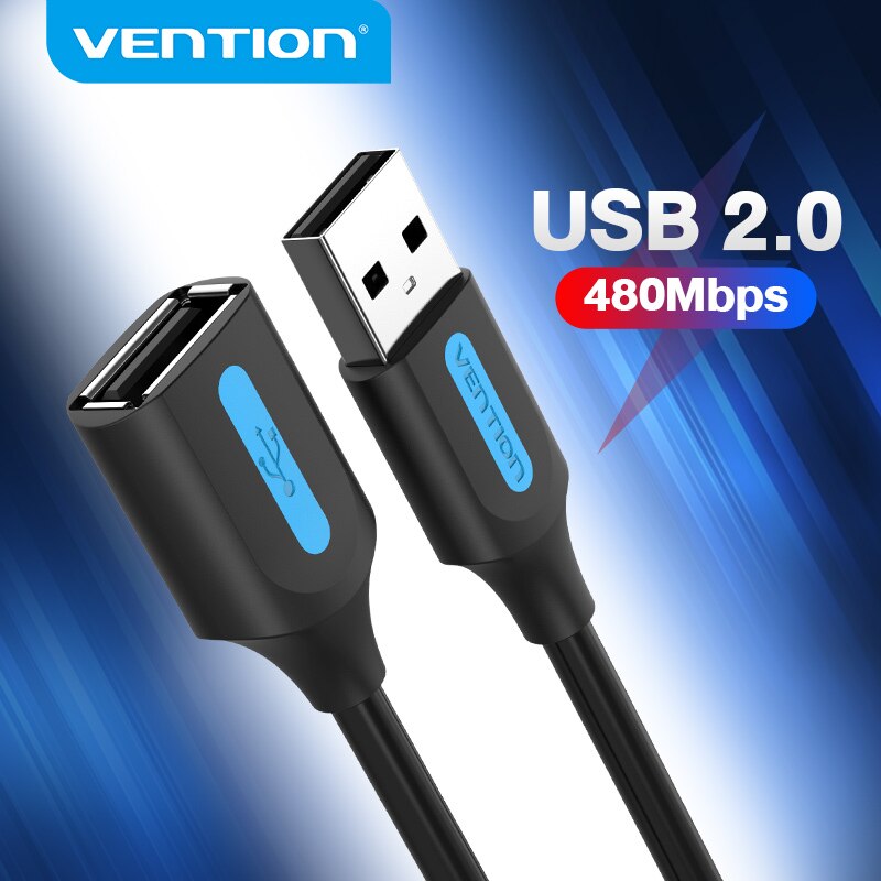 Vention-Cable de extensión USB 2,0, extensor macho a hembra de datos para Smart TV, portátil, disco duro PS4, Cable de extensión USB 2,0