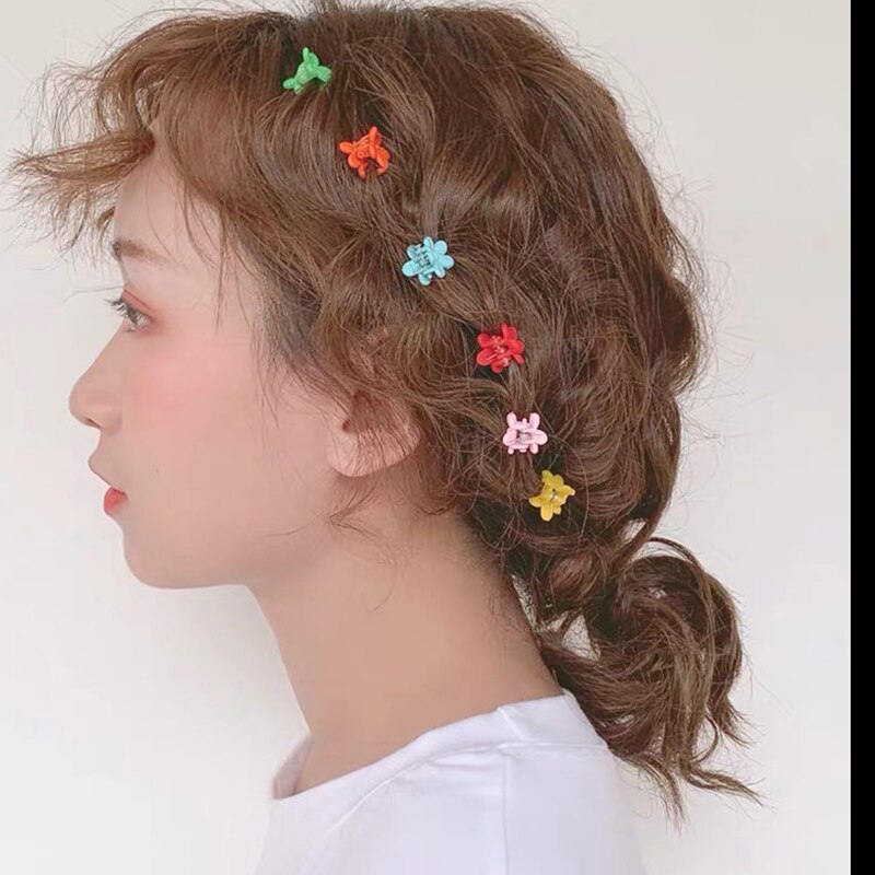 10 /20pcs Baby Girls Small Hair Claw Cute Candy Color Flower Blossoms Jaw Clip Children Hairpin Hair Accessories