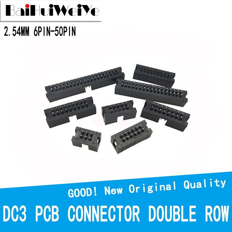 10Pcs DIP 6/10/20/26/34/40 PIN 2.54MM Pitch MALE SOCKET Straight Idc Box Headers PCB CONNECTOR DOUBLE ROW 10P/20P/40P DC3 HEADER