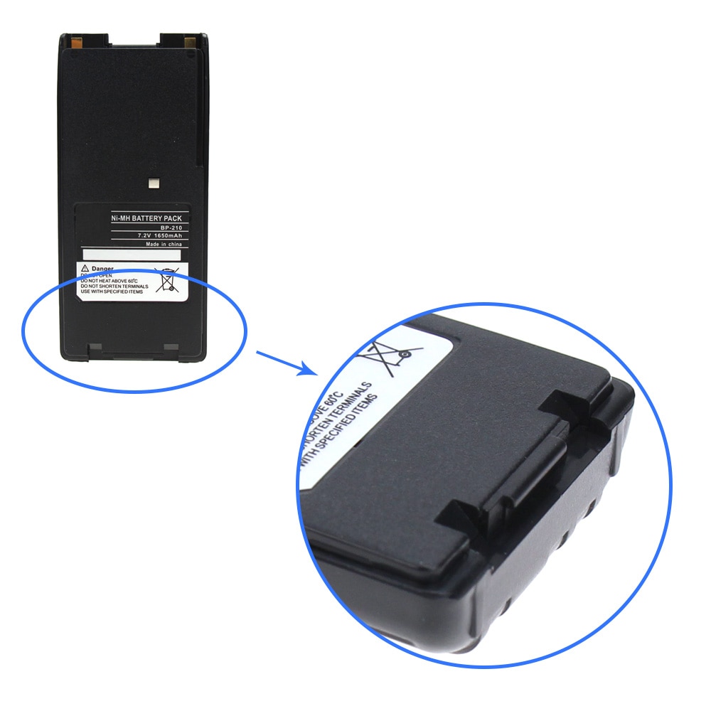 2x per Icom BP-210 Radio A due Vie Batteria con Clip (1650mAh 7.2V NI-MH) -per IC-F11 IC-F21 IC-V8 IC-F3GT IC-F40GT