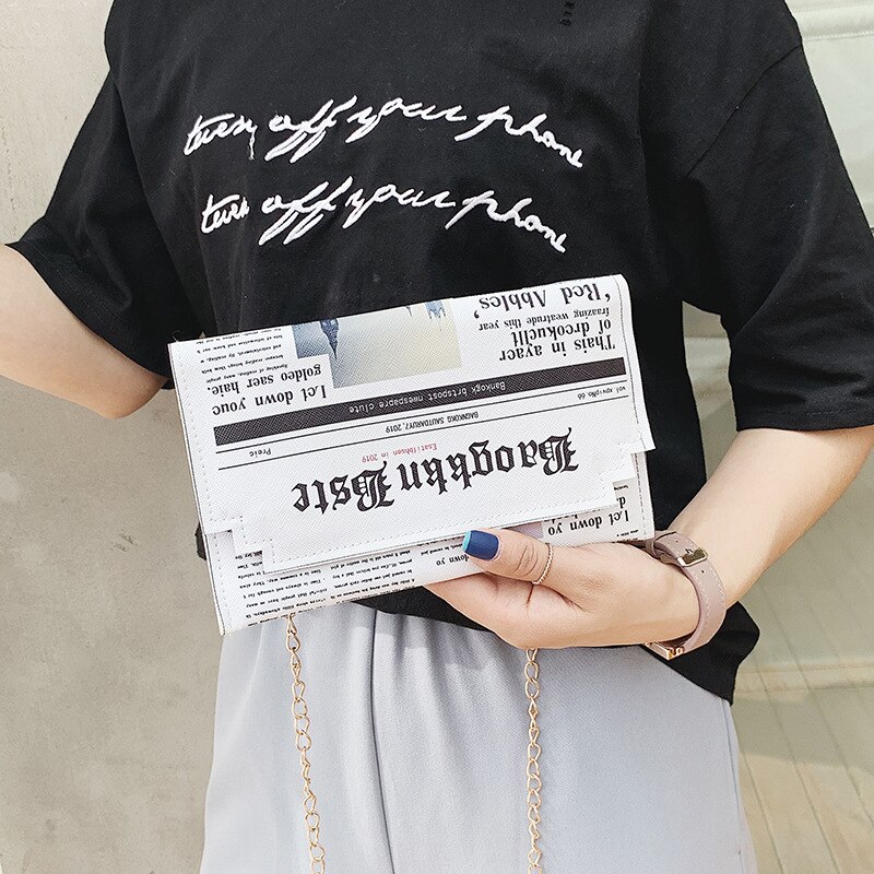Newspapers modeling day clutch bag letter envelope bag casual shoulder bag purse evening bags with clothing wallet messenger bag