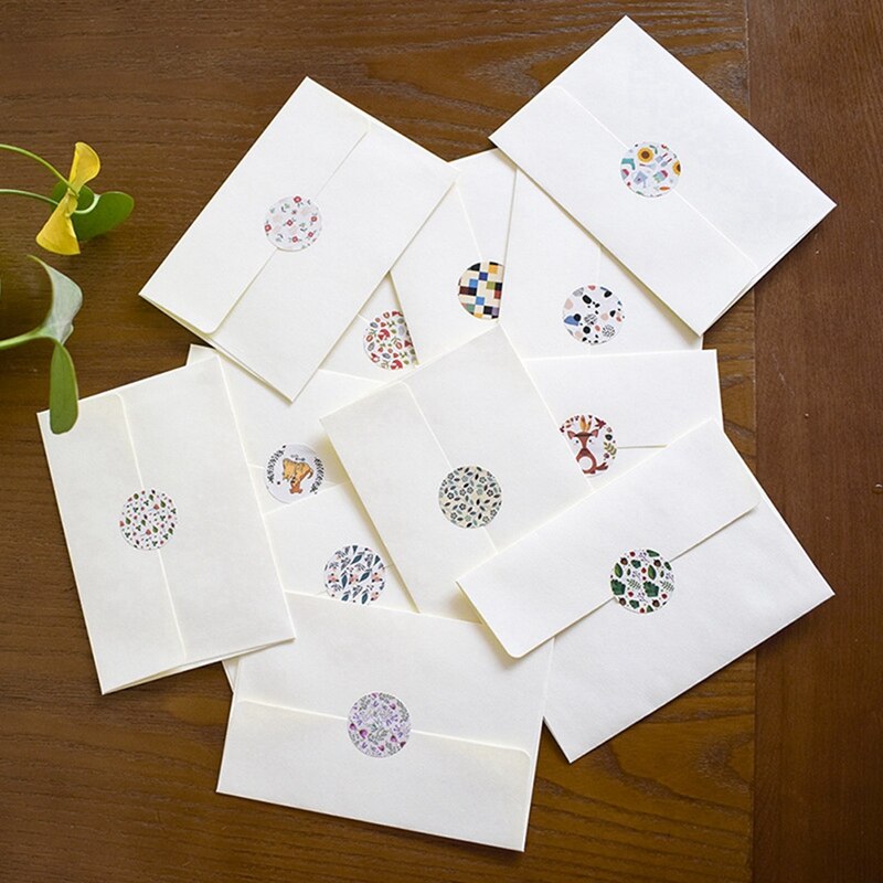 Practical 100 Envelope Seals, Envelope Seal Stickers, Included 12Pcs/Each 1.3 Inch Round Sealing Sticker for Invitation Card