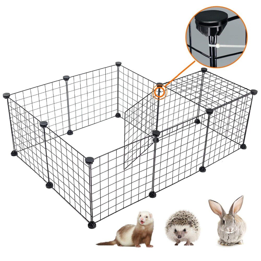 Small Animal Cage Portable Metal Wire Yard Fence Portable Pet Playpen Animal Fence Cage Kennel Crate for Small Animals Kennel
