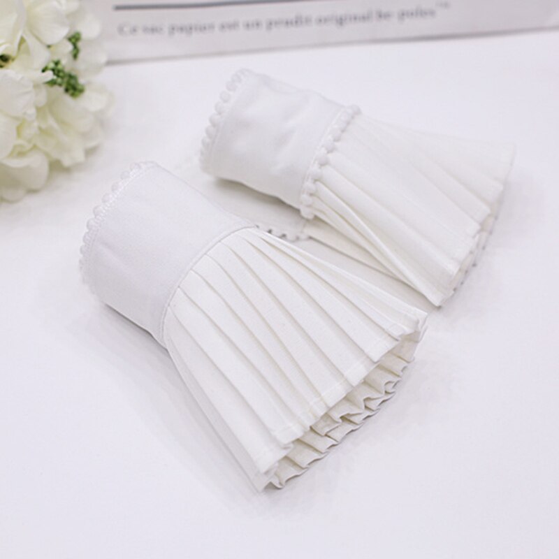 TWOTWINSTYLE-brazalete con cuentas para mujer, puños con pedrería oculta blanca plisada con volantes, Vintage de primavera para mujer: Default Title
