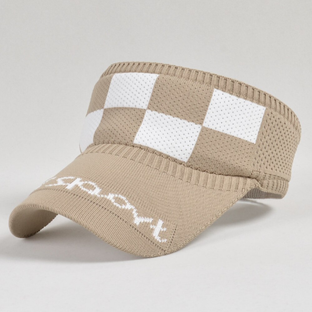 Womens Mens Empty top Hat Outdoor sports Sun Sunscreen Beach Hat MZ009: Plaid Khaki