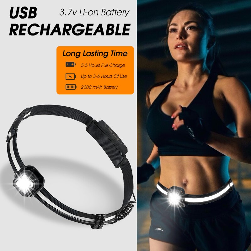 WEST BIKING-luz frontal de pecho para correr, lámpara de advertencia de 2200mAh con carga USB, para ciclismo, pesca, senderismo y Camping: 303 Waist light