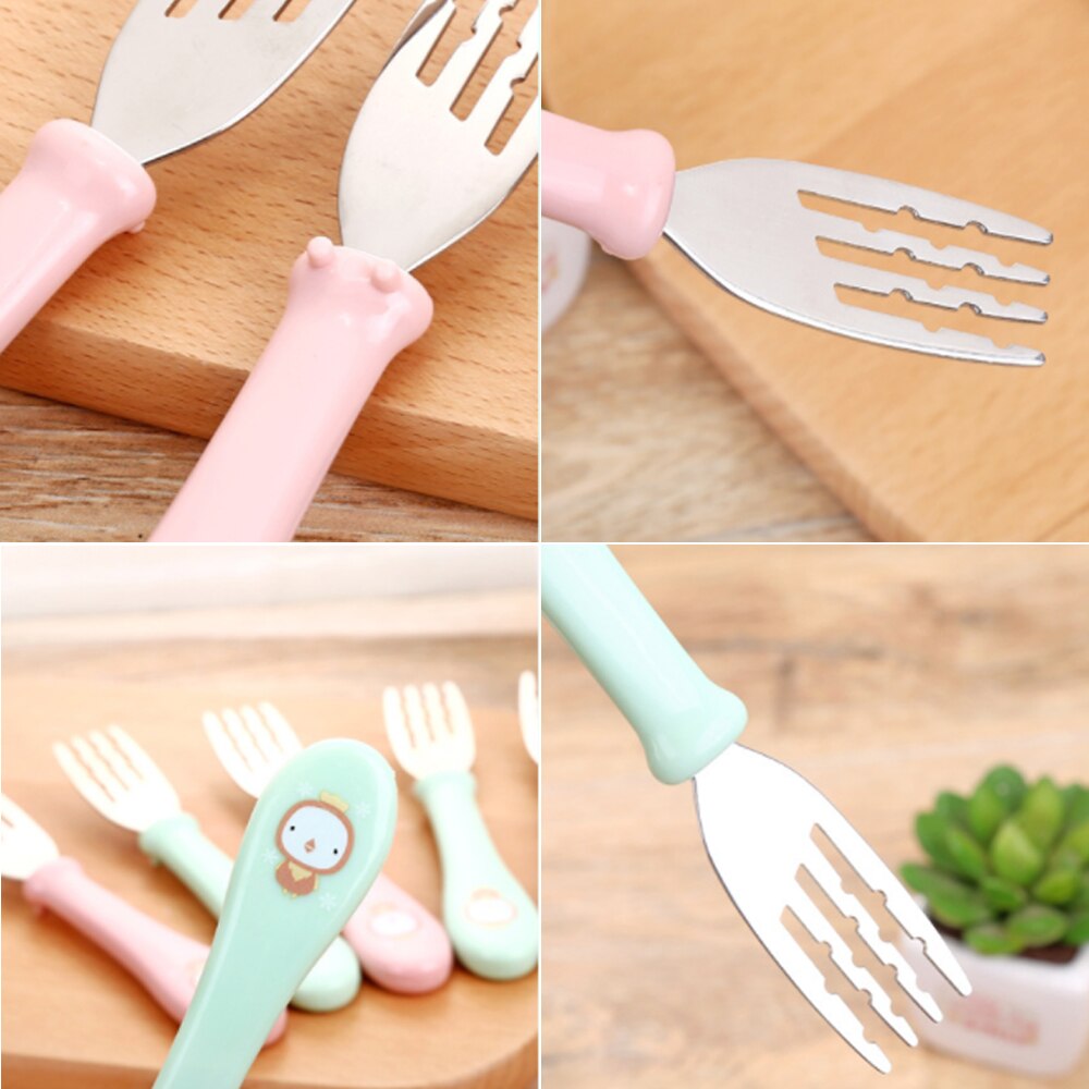 2pcs/lot Baby Feeding Spoon Fork Set 304 Stainless Steel Toddler Infant Tableware Flatware Kids Cutlery accessories