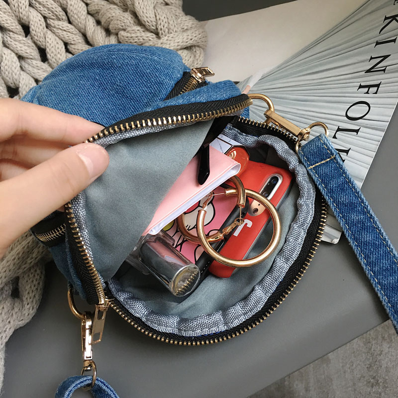 Cap Shape Denim Girls Shoulder/messenger Bag Jeans Crossbody Bags for Women Portable Handbag Female bolsas feminina