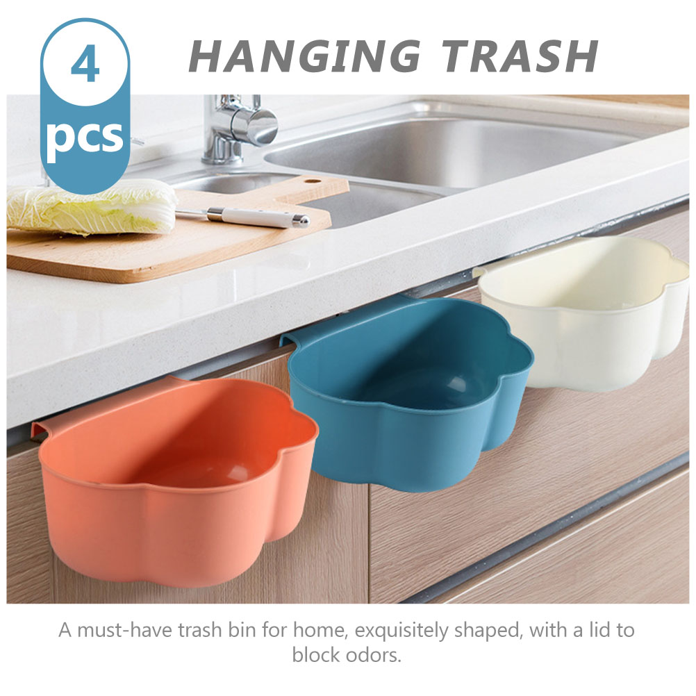 4pcs Hanging Kitchen Waste Bin Mini Garbage Container Small Garbage Bins