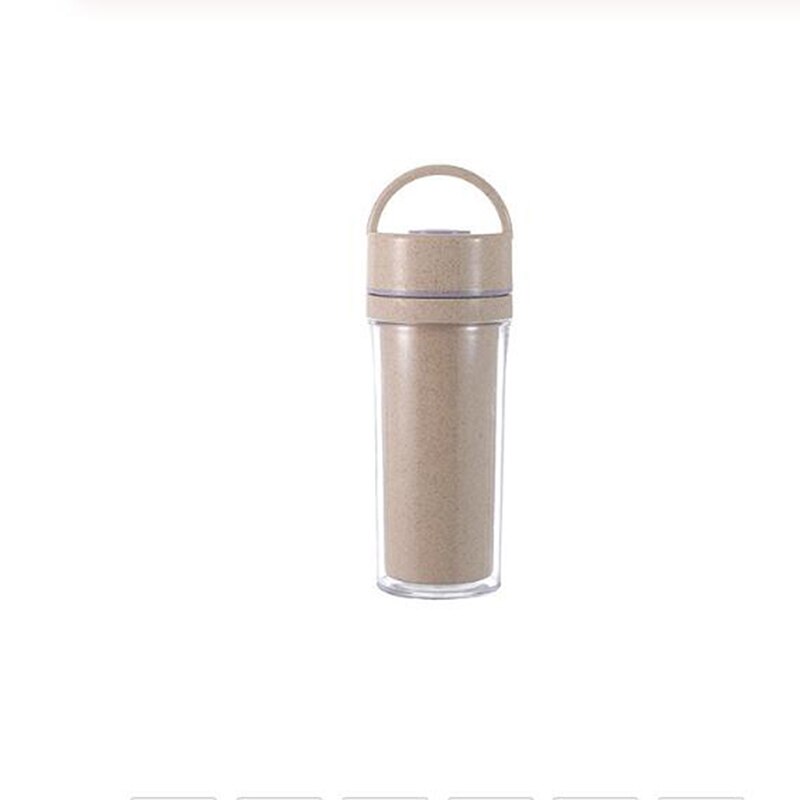 Doppel Schicht Leicht Tasse Paare Tassen 1 PC Weizen Stroh Nette Studenten Tassen Tragbare Kaffee Heißer Getränke Vakuum Tasse: Beige