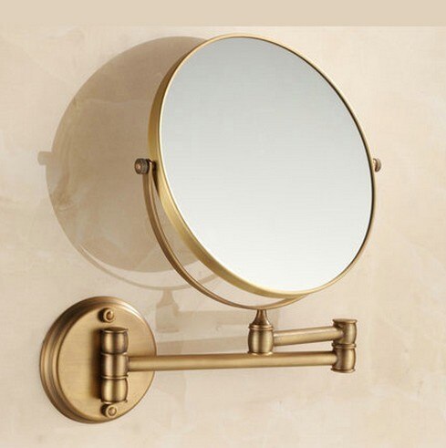 Antique bathroom folding makeup sided mirror retractable folding magnifier beauty mirror Rose gold
