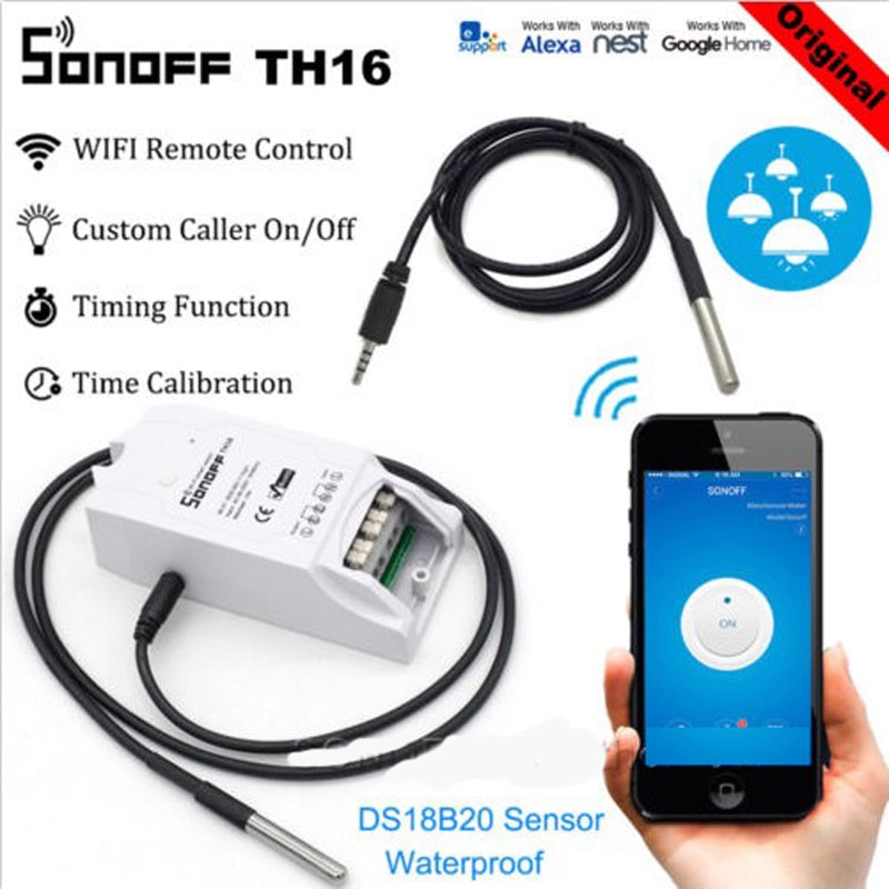 Sonoff TH16 Smart Wifi Schakelaar Monitoring Temperatuur Vochtigheid Smart Switch Domotica Kit Werkt voor Alexa Google Thuis