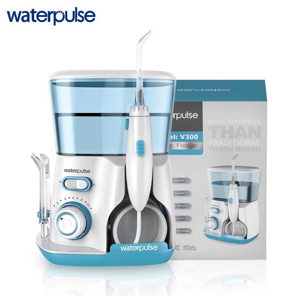 Waterpulse V300 Electric Oral Irrigator For Teeth Clean Dental Water Flosser 10-stage water pressure adjustment 5 Jets Set