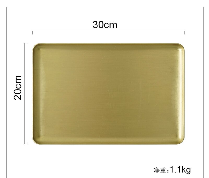 Gold Durcheinander Lagerung Tablett Teller Dekorateure Gebürstet Metall Platte Schmuck/Kosmetik/Geschirr/Süßigkeiten/Lebensmittel Lagerung tablett: L
