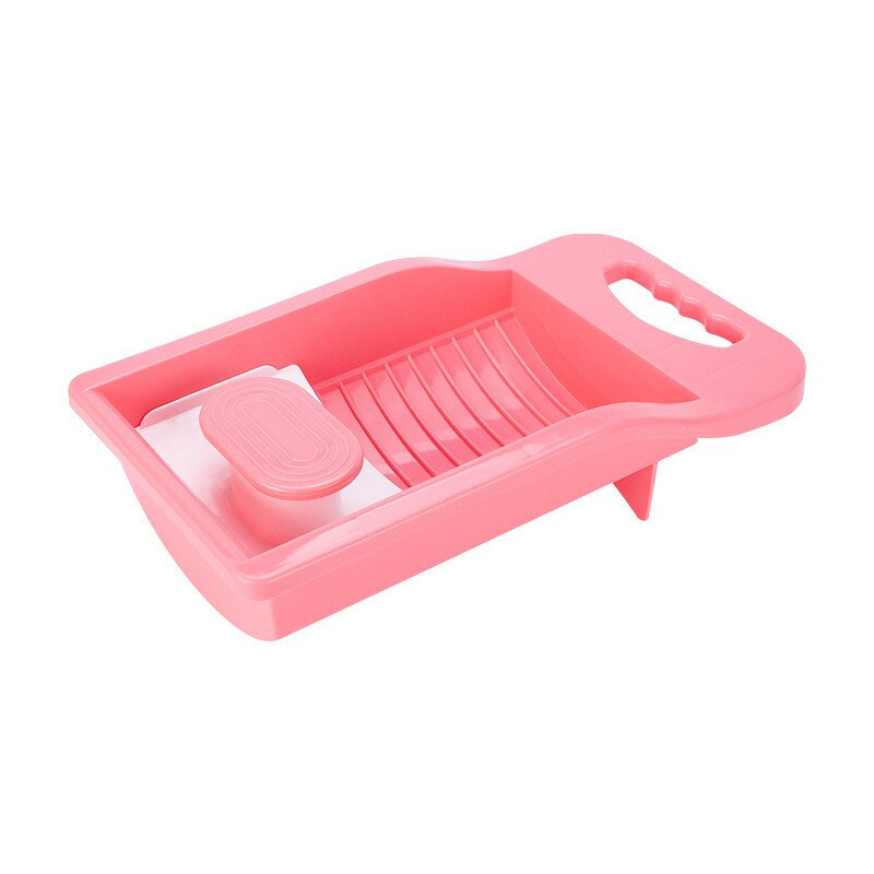 Tábua de lavar roupa íntima de plástico, portátil, tudo em um, mini meias, utensílios de limpeza, lavagem, roupa íntima: Rosa