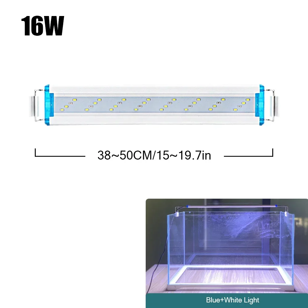 18–75 cm superschlanke LEDs, Aquariumbeleuchtung, Wasserpflanzenlicht, erweiterbar, wasserdicht, Clip-on-Lampe für Aquarium, 90–260 V: Navy Blau / AU Stecker