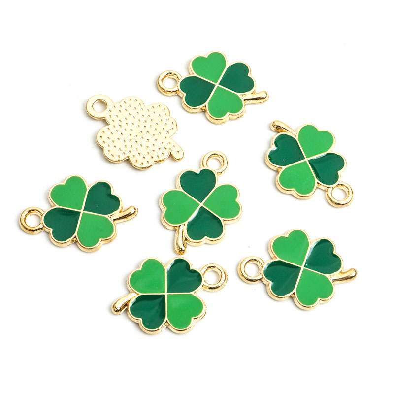 Dopamina trébol de cuatro hojas esmalte encantos 20 piezas DIY collar pulsera pendientes llavero amuleto colgantes accesorios de creativos