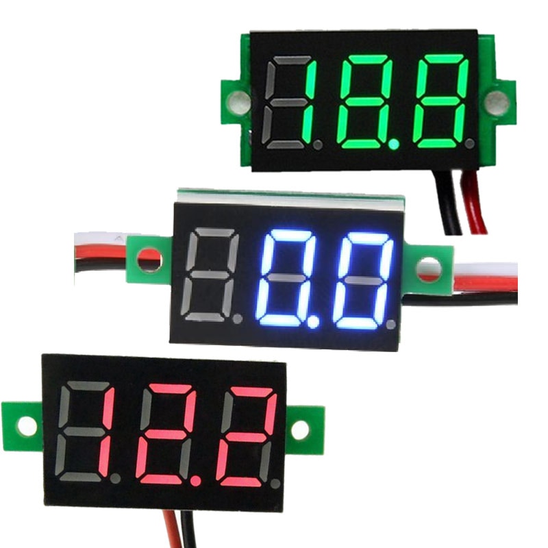 1 pièces voltmètre numérique affichage de LED Mini 2/3 fils tension mètre ampèremètre haute précision rouge/vert/bleu DC 0 V-30 V 0.36"
