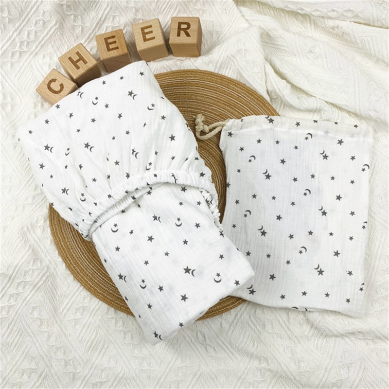 Stretchy Baby Fitted Bassinet Sheet Crib Bed Soft Cotton Printed Sheet Cradle Basket Pad Sheet Mattress Cover Protector N84E: Stars and moon