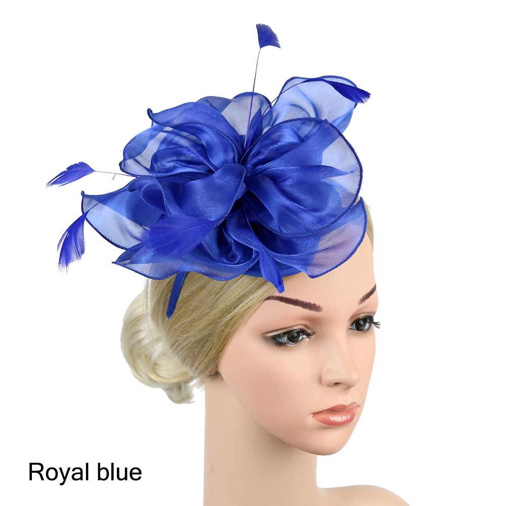 Top Hat Royal Ascot Race Flower Mesh Headband Fascinator Hats Headwear Cocktail Tea Party Feather Flower Headband: green