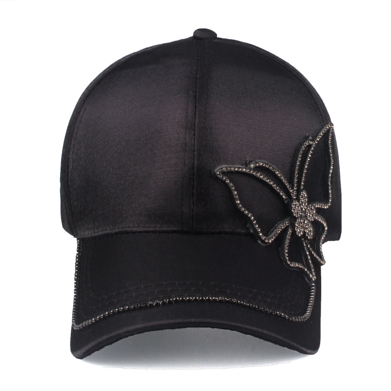 [yarbuu] black butterfly baseballkasket piger og kvinder snapback hip hop solhat rhinestone casquett