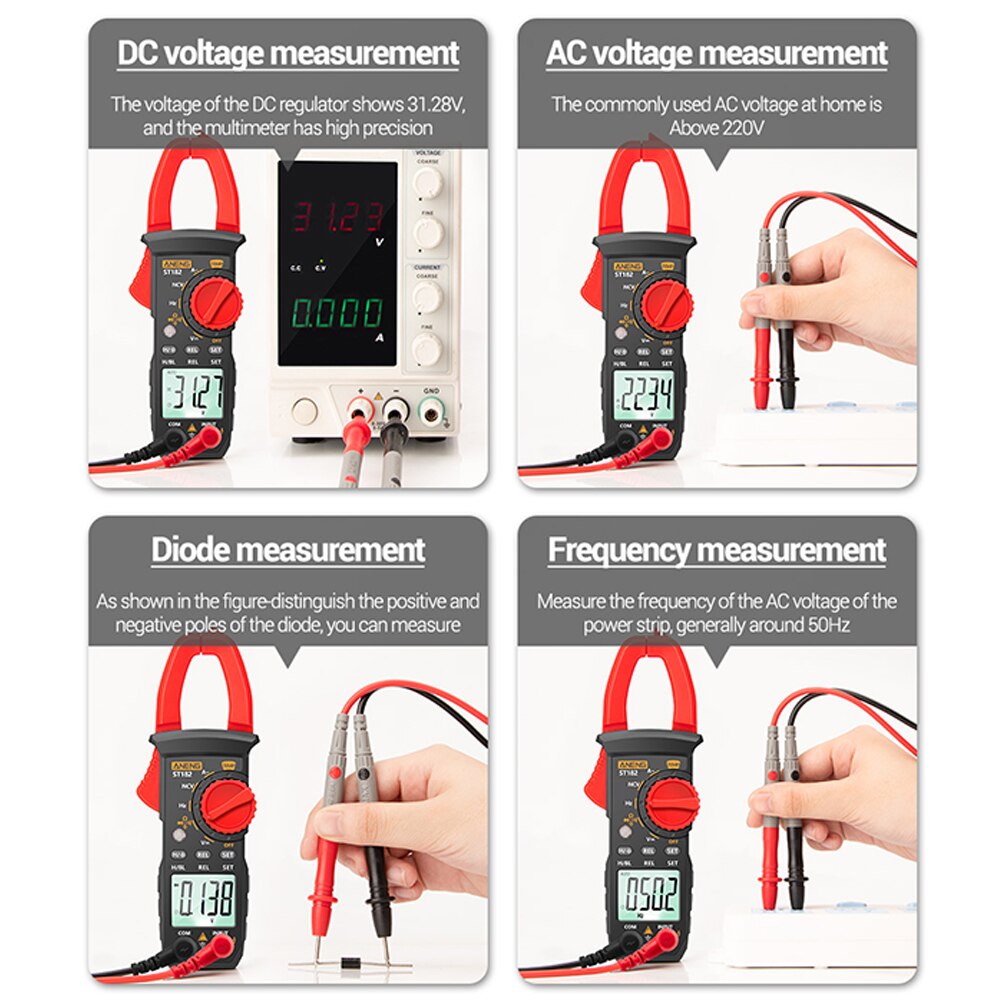 Resistance Current Voltage Measuring Tools Digital Multimeter Capacitance Clamp Meter LCD Display Automatic Range Multifunction