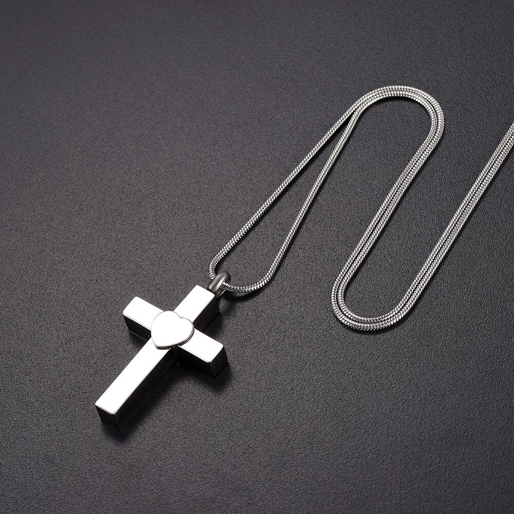 IJD9906 Hold Little Blank Heart Cross Stainless Steel Memorial Urn Necklace Keepsake Cremation jewelry for ashes of loved one