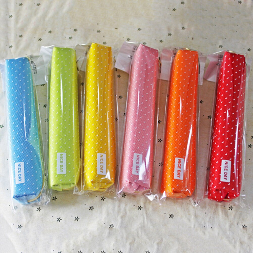Etui Kawaii Dot Canvas Pen Bag Briefpapier Pouch Kantoor Schoolbenodigdheden