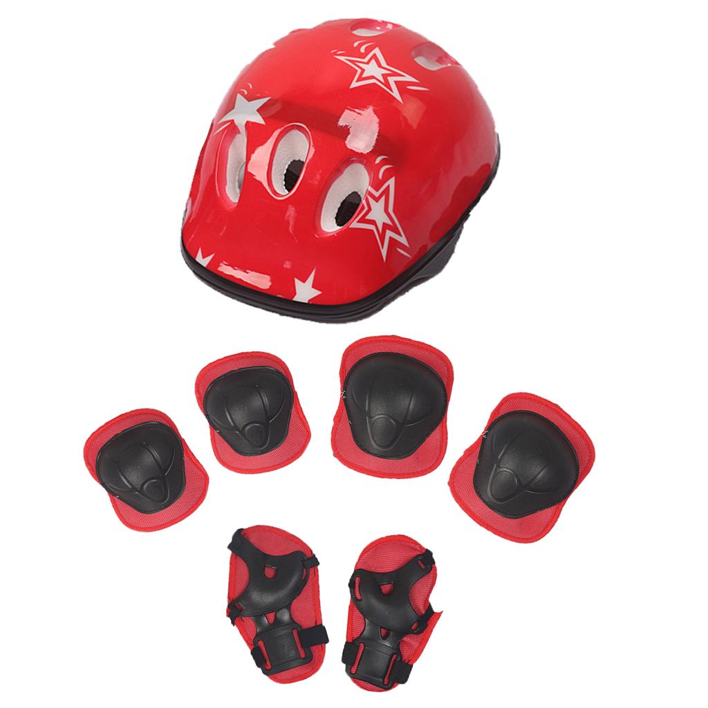 Children And Teenagers Elbows Knee Wrist Protectors Safety Equipment Skate Bike: Red 7Pcs