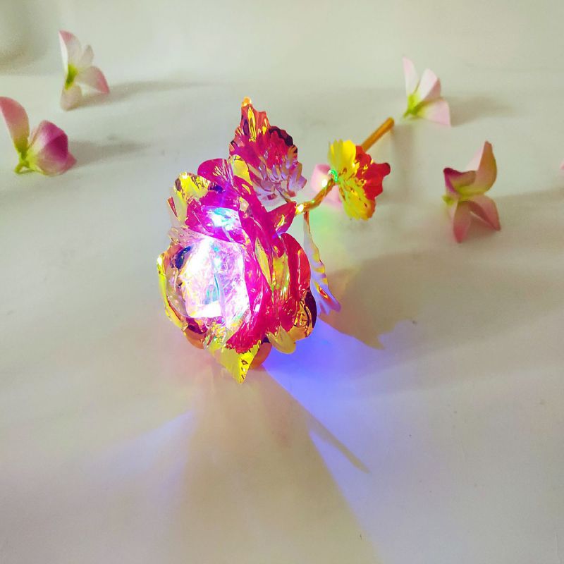 24K Gold Foil Rose Flower Artificial Rose Flower Box Exquisite Novelty Valentine's Day Romantic Flower Wedding