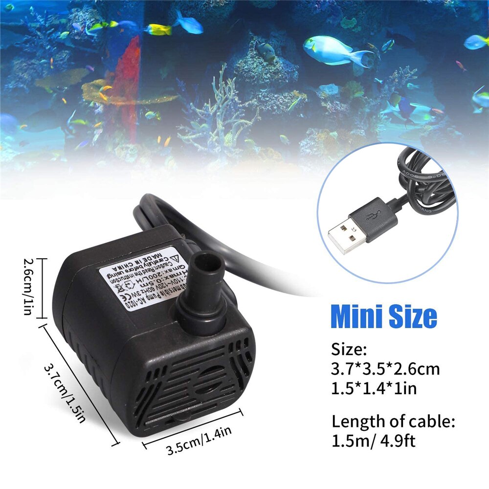 3W Dc Usb Mini Dompelpomp Ultrastille Outdoor Kleine Fontein Pomp Voor Kleine Vijver Aquaria Fish Tank hydrocultuur Dc