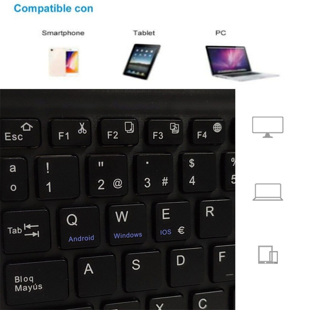 Universal Wireless Bluetooth Keyboard Thin Hebrew-Spanish 9.7-inch ergonomics fits any tablet and phone with Bluetooth device