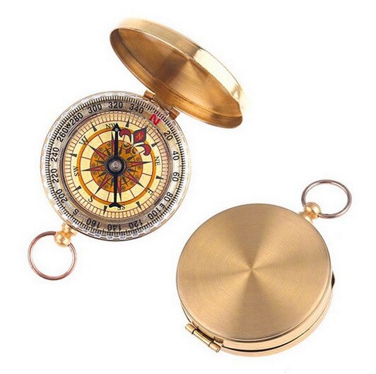 Camping Compass Hiking Pocket Brass Golden Compass Portable Compass Navigation for Outdoor Activities