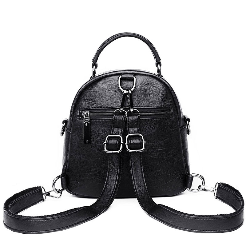 Women's Multifunctional Travel Backpack PU Leather Mini Ladies Backpack Mochila Female Student Shoulder School Bag