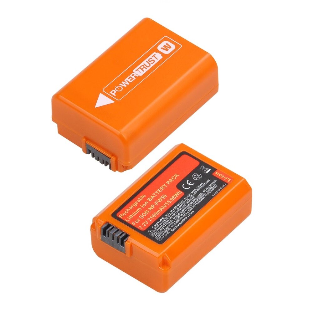NP-FW50 Camera Battery for Sony A6000 A6500 A6400 A6300 A5000 A5100 A7 A7II A7SII A7S A7S2 A7R A7R2 A7RII A55 A510 RX10 RX10II: 2 pack