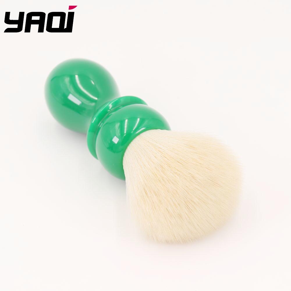 Yaqi-brocha de afeitar con nudo de Cachemira húmeda, mango de resina verde diente de león de 24mm