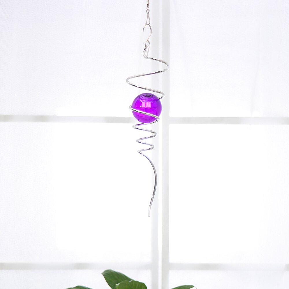 1PC Gazing Ball Spiral Tail Wind Spinner Stabilizer With Hanging Swivel Hook Stainless Steel Glass Ball Indoor Garden Decor