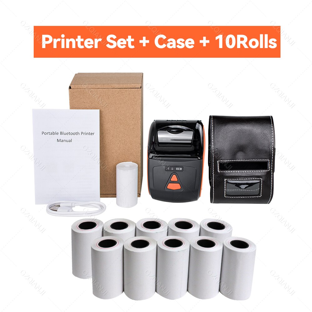 58mm Thermal Receipt Printer Compatible With Android iOS Windows System Bluetooth-Compatable Portable Mini Printer Printing Bill: Add 10 Rolls