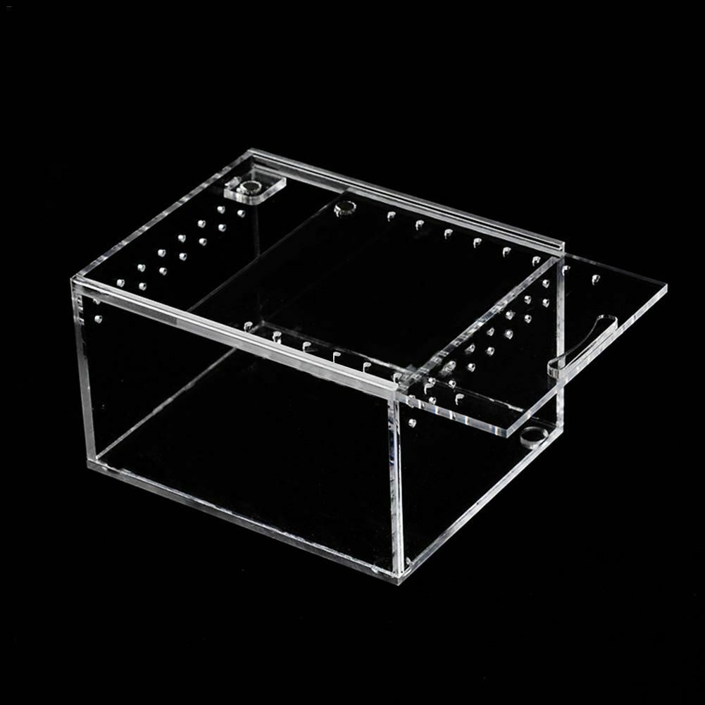 De plexiglás de acrílico terrario para reptiles Gecko serpiente, lagarto insecto araña vivero jaula TANQUE DE magnético tapa