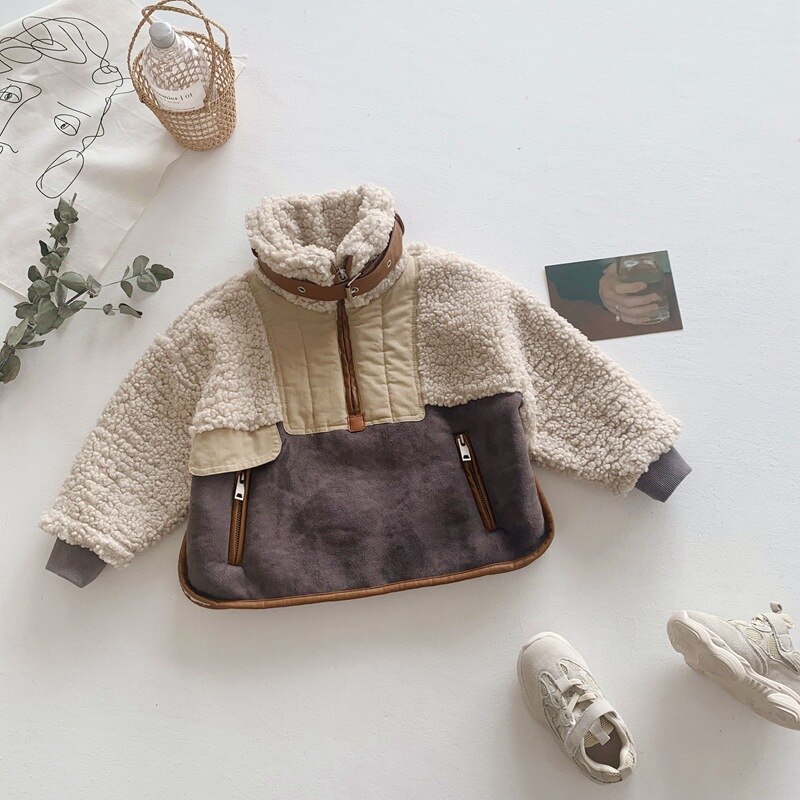 WLG-manteaux d'hiver pour enfants en PU | Vêtements d'extérieur à manches longues et col rabattu, épais et , pour bébés et filles de 1 à 6 ans: 3T